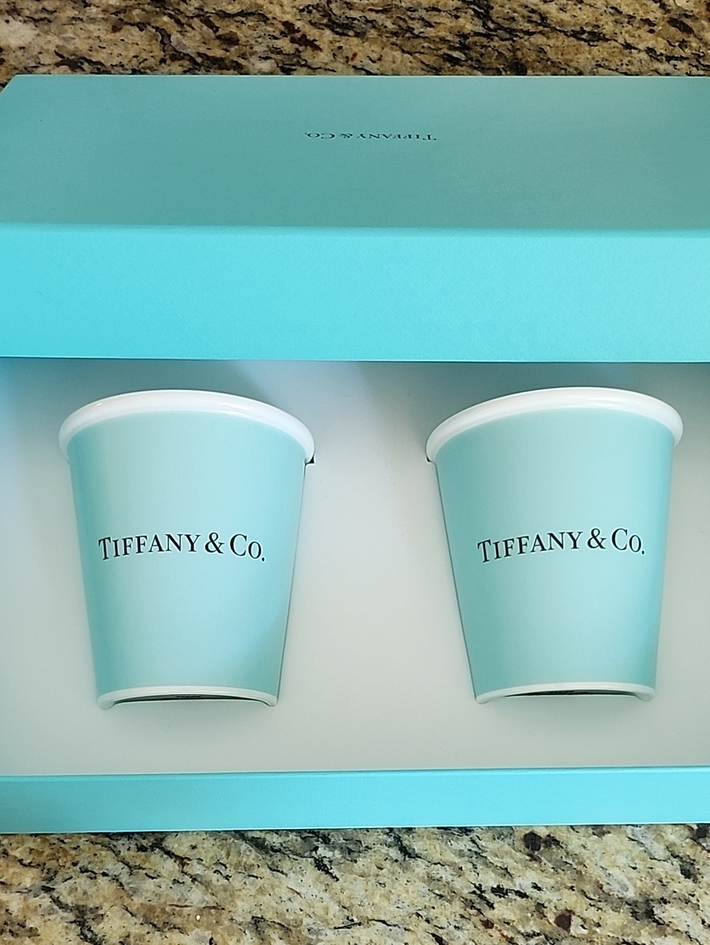 Tiffany & Co. Tiffany Blue Paper Cup Ceramic Coffee Cups Set Of 2 - Picture 3 of 3